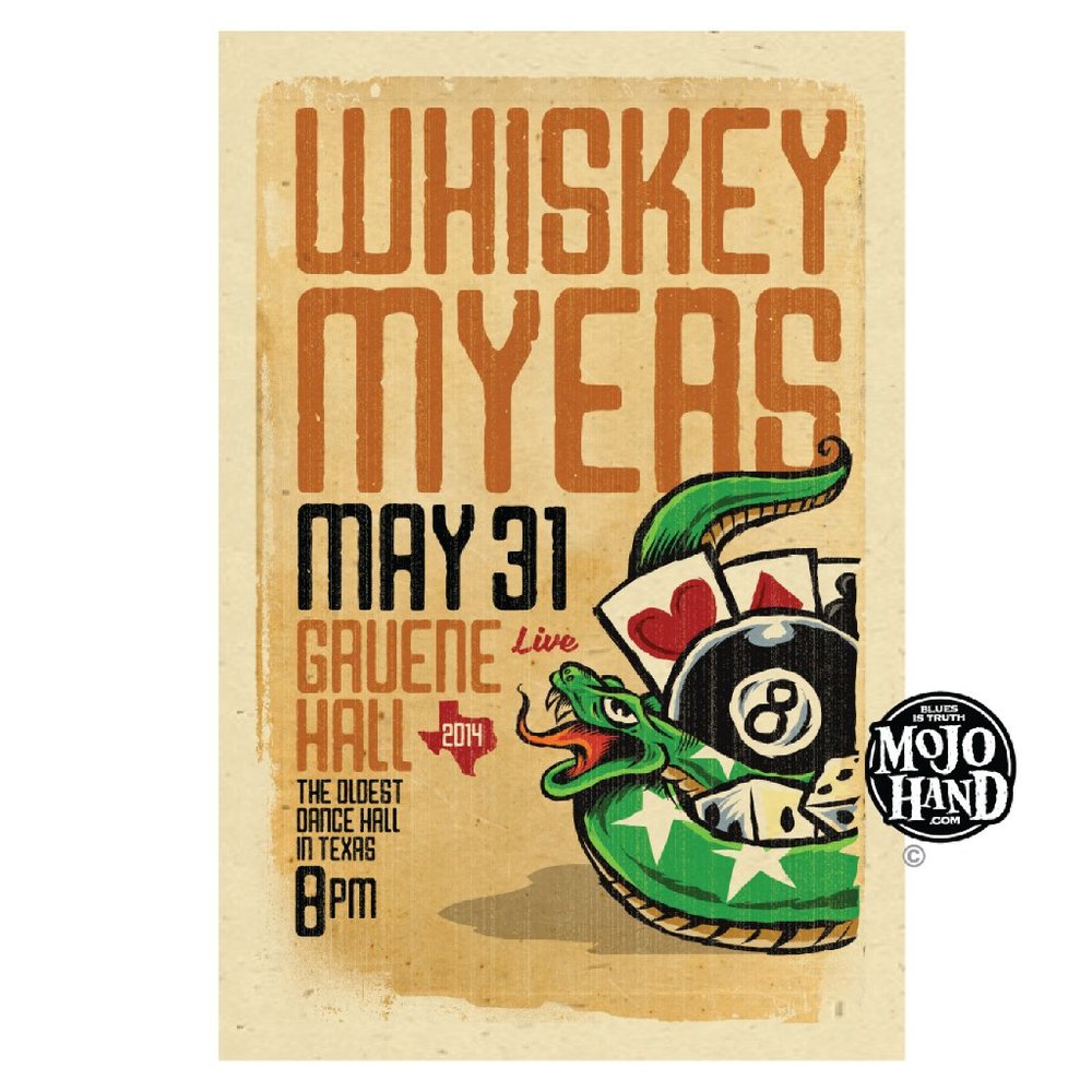Whiskey Myers tour poster - 2014 - 12"x18" signed by the poster designer